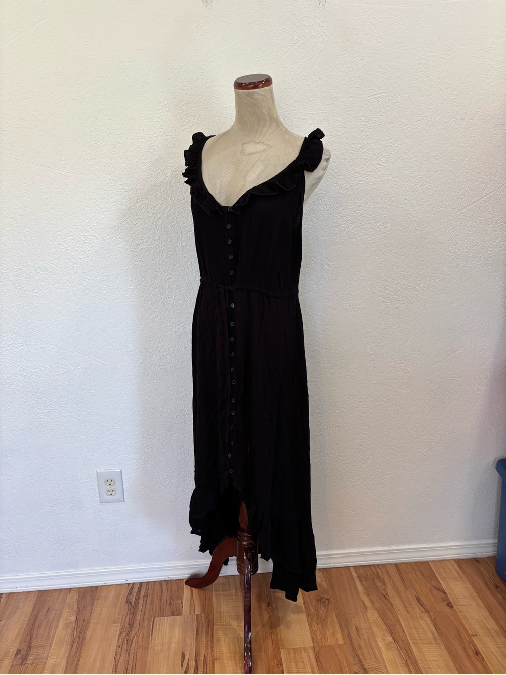 City Chic Black Midi Length Gauzy Sundress